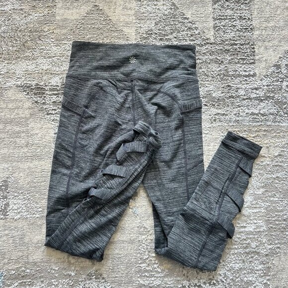 Athleta Womens Leggings Small S Heathered Gray Pockets Workout Training Yoga Gym - Picture 6 of 7